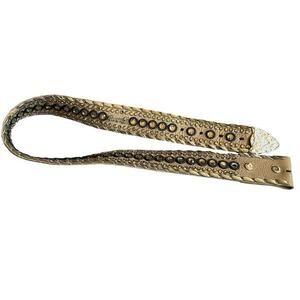 Cowgirl Kippys Swarovski Crystal Rhinestone Gold Leather Western Belt Size 30